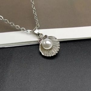 Trendy Summer Shell Imitation Pearl Pendant Neckla